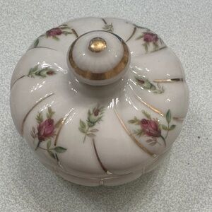 Vintage Irice Japan Porcelain Trinket Box with Gold Accents